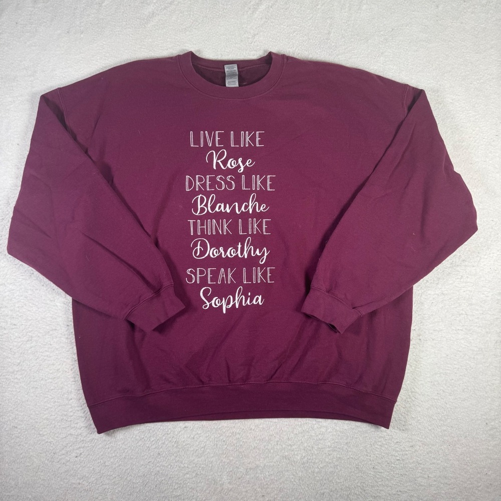 Gildan Sweatshirt Womens 2XL Burgundy Excellent Golden Girls Graphic Pullover